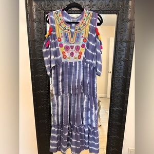 Ivy jane size large blue tie dye dress